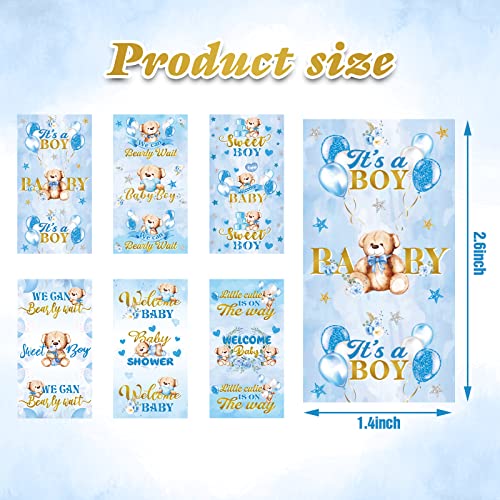 image for Clabby 90 Pcs Blue Bear Baby Shower Candy Wrappers,Mini Candy Bar Mini