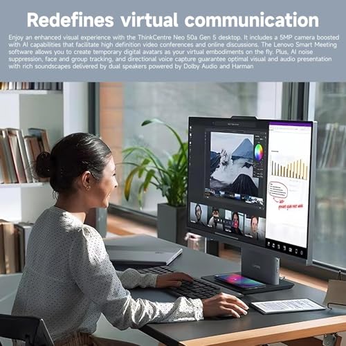 Image of Lenovo ThinkCentre neo 50a 23.8 inch FHD Business All-in-One, AMD Ryzen 5 220, 16GB DDR5, 1TB SSD, Windows 11 Pro