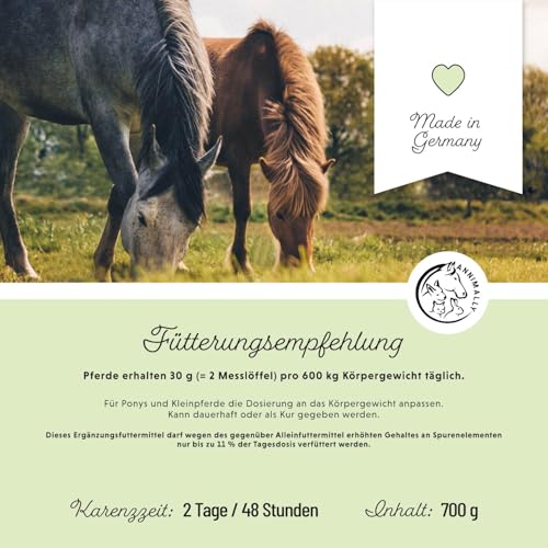 Annimally Muskelaufbau Pulver für Pferde 700g mit Sojaprotein, Lysin, Carnitin, Threonin, Methionin - Amino Zusatzfutter für die Stärkung der Muskulatur beim Pferd - Alternative zu Liquid