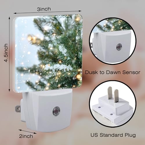 Image of Winter Snow Pine Tree Night Light, Glitter Christmas Tree Dusk to Dawn Night Light Plug in, 0.5w Energy Saving Sleep Friendly NightLight for Kids Boys Girls Home Decor