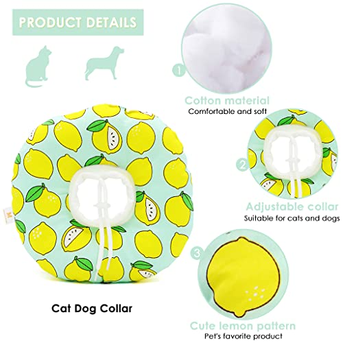 Image of Qpets Cat Cone Collar Comfy & Soft Stuffed PP Cotton Adjustable Size Machine Washable, After Surgery for Anti-Licking Dog E Collar,Surgery Recovery Collar for Pet (M:16-29cm)