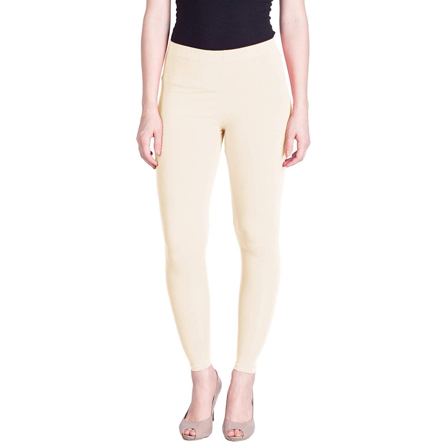Women's Skinny Fit Cotton Blend Leggings (Lyra_AL_FS_77 Cream_Cream_L)-image-24