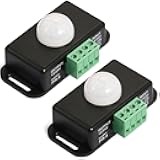 RTNLIT 12V 24V PIR Sensor, LED Motion Sensor Light Switch Body Infrared Motion Detector Controller for Flexible LED Strips Light(Black), 2 Pack