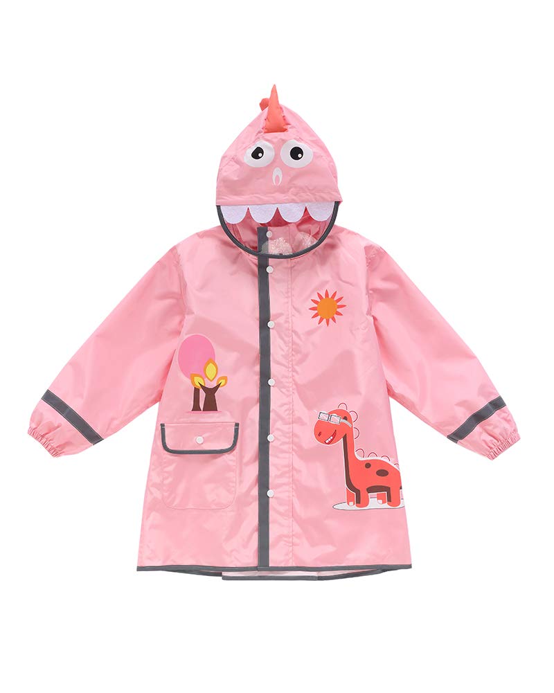 SunmaKids Dinosaur Rain Poncho Hooded Waterproof Reflective Raincoat Breathable Rainproof Cape