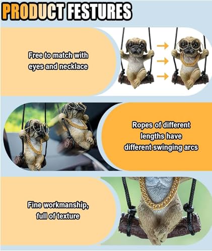 Image of NUDFSY Resin Car Decoration Accessories, Labrador Retriever Car Mirror Car Hanging Accessories Cute Dog Rear View Mirror Car Accessories Interior (B), 7.3 cm, Brown