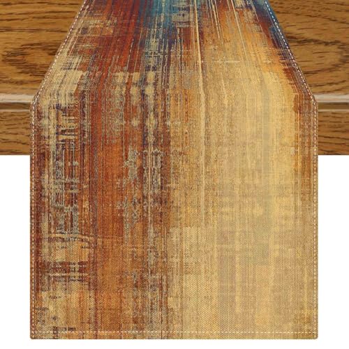 Jayusaror Camino de Mesa Moderno Naranja y Azul Primavera Estilo Retro de Granja Decoración Bohemia Centro de Mesa de 40 x 140 cm Tapete Mesa Comedor para Decoración de Invierno y Otoño en Interiores