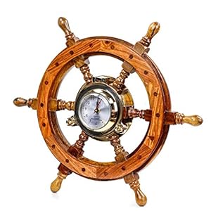 Nagina International Piraten Stil nautisch Holz gefertigt Schiff Rad | Teak Finish | Kapitän Maritime Beach Home Decor Geschenk (12 Zoll)