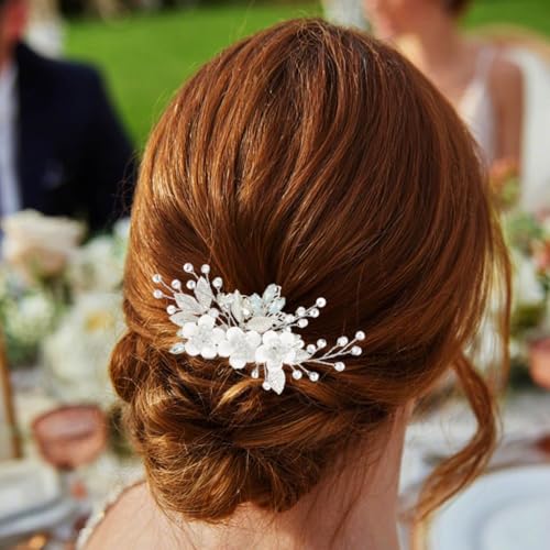 catery flower bridal hair comb wedding hair clip rhinestone hair pieces accessories for women silver