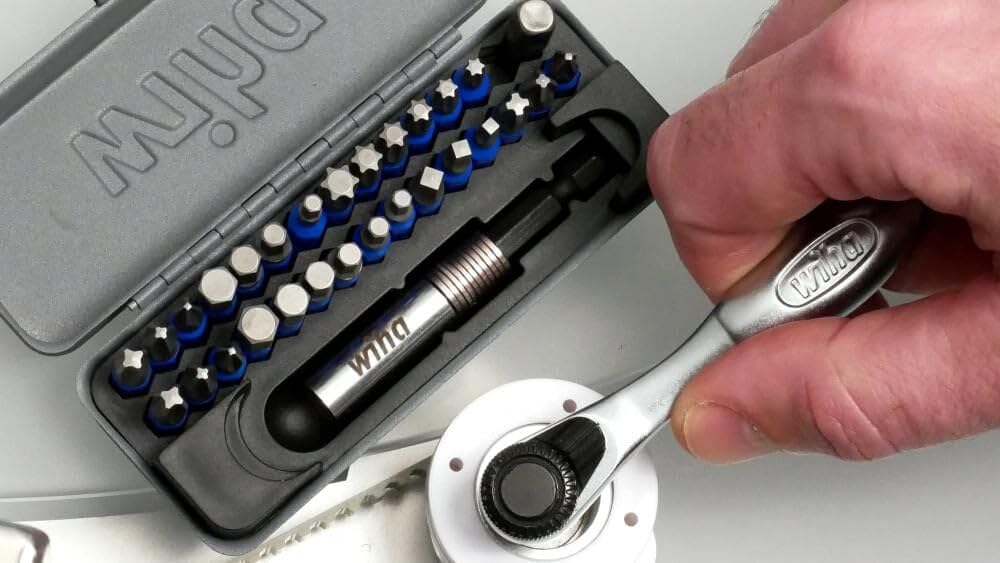 Wiha 76889 Juego de 32 brocas de impacto GoBox TerminatorBlue con mini trinquete