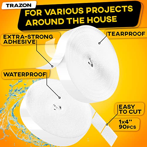 Image of Hook and Loop Tape Roll with Heavy Duty Adhesive Industrial Strength Easy to Cut, Strong Hook and Loop Strips with Sticky Back, White, 1 Inch * 30 Feet