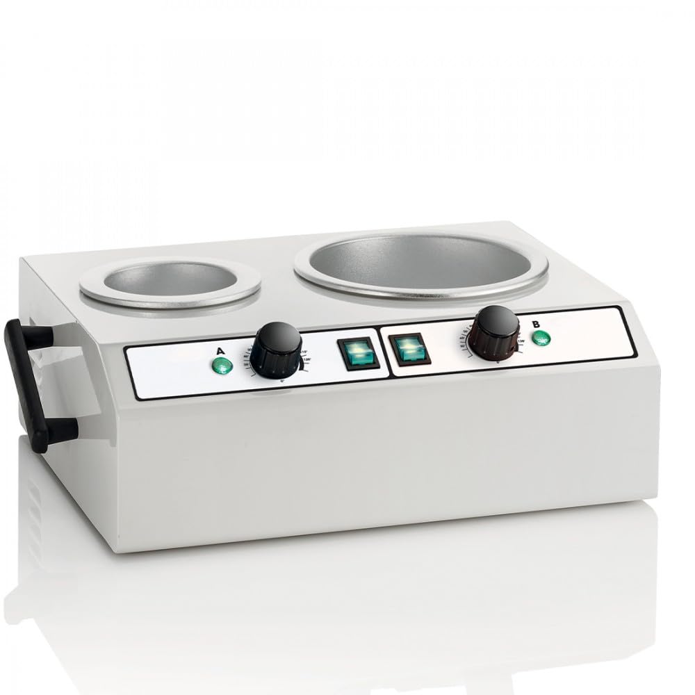 Xanitalia Scalda Cera Professionale in Acciaio con Doppia Vasca da 1000 Watt