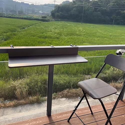 Table de bar suspendue sur rail pour aménager un garde-corps étroit