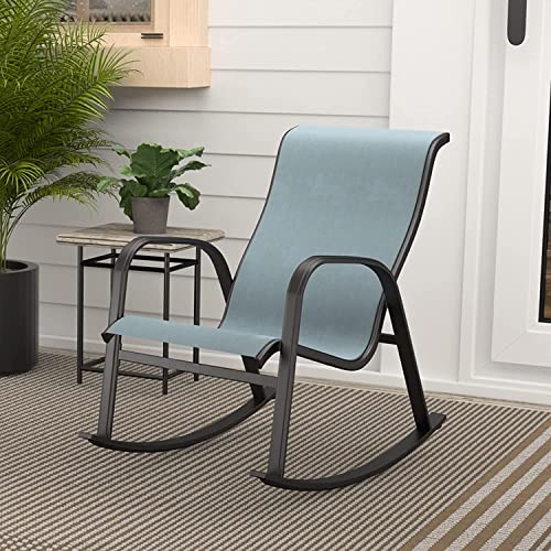 Grand patio Textilene Mecedora, Mecedor de Patio, Resistente a la Intemperie, Ligero, Sillón Relax para Interior, Exterior(Azul, 1PC)