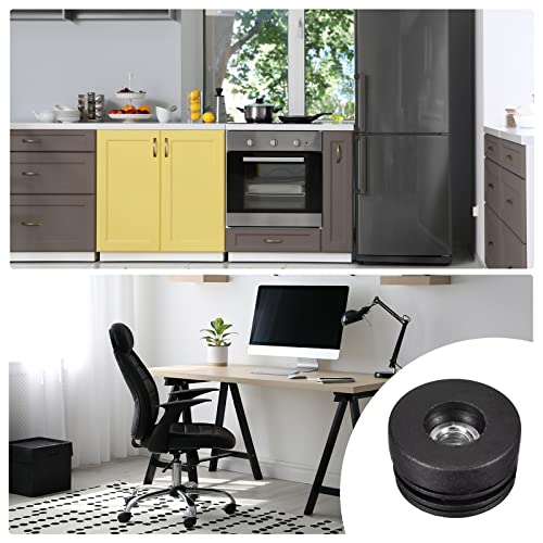 Image of uxcell 8Pcs Inserts for Round Tubes with M10 Thread, for 38mm /1.5 inch OD Round Tube, Round Black Plastic Plug Caster Insert Chair End Caps Furniture Leg Plug
