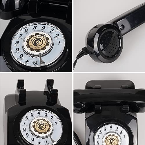 Image of Retro Rotary Phone aa‚¬a€oe 1960s Style Vintage Rotary Phone aa‚¬a€oe Old-Fashioned Landline Phones for Home, Office, Desk aa‚¬a€oe Retro Corded Phone with Mechanical Ringer