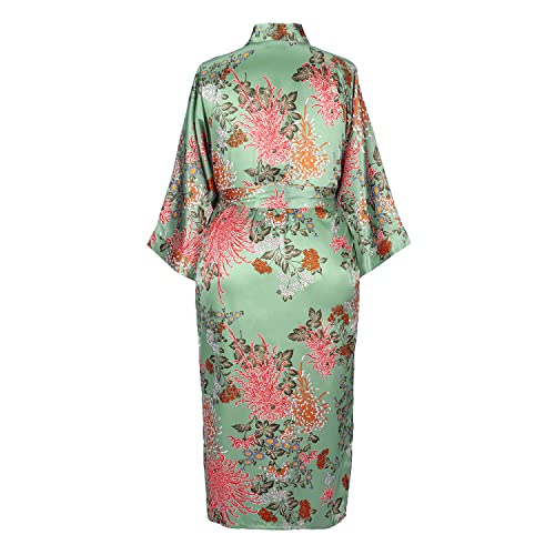 Image of Applesauce - 808V - Plus Size Women's Kimono Long Robe - Vintage Floral (One-Size fits most US 1X 2X 3X)