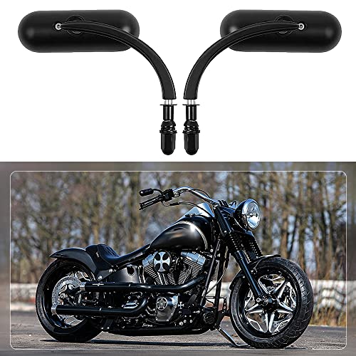 goodfitment - Black Oval Shape Motorcycle Mirrors Upgrade Rearview Motorcycle Mirrors Compatible with Harley Road King Softail Street Glide Electra Dyna And More