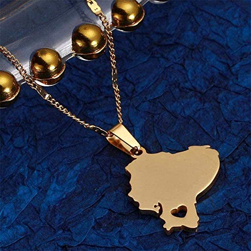 zhuangpuxu Collar Collar de Acero Inoxidable Mapa de Ecuador Collares Colgantes Mapas...