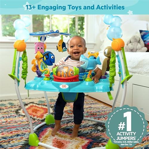 Image of Bright Starts Disney Baby Finding Nemo Sea of Activities Baby Activity Center Jumper with Interactive Toys, Lights, Songs & Sounds, 6-12 Months (Blue)