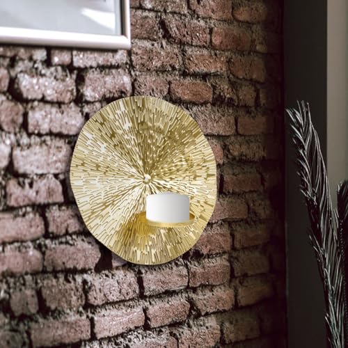 Candelabro de pared de hierro resistente al calor con base redonda para vela 5