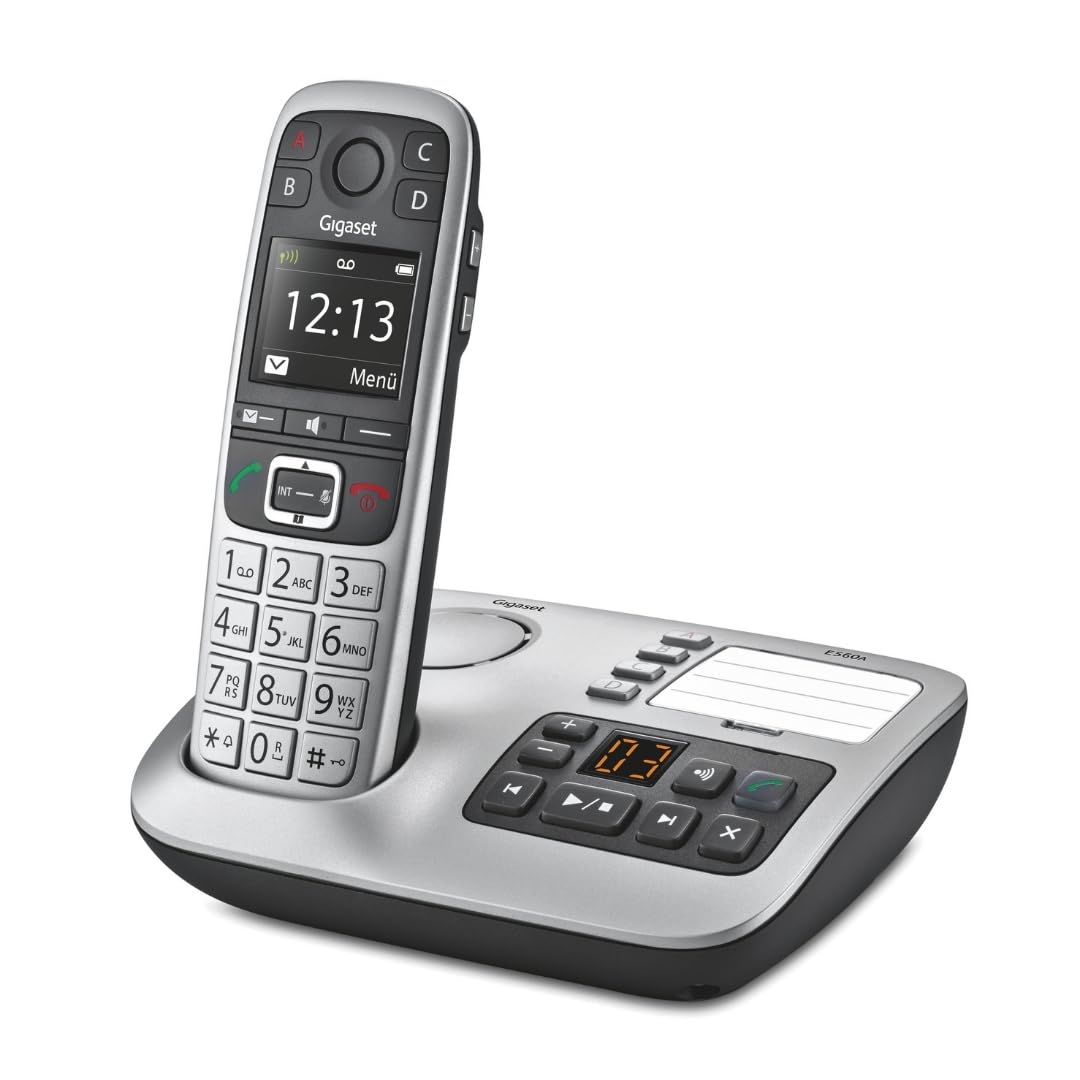 Gigaset E560A - Telefono Cordless DECT con Segreteria, Tasti Grandi, Numeri sul Display Grandi, Tastiera Illuminata, Suonerie e Audio Potenziato, Tasto SOS, Grigio [Versione Italiana]