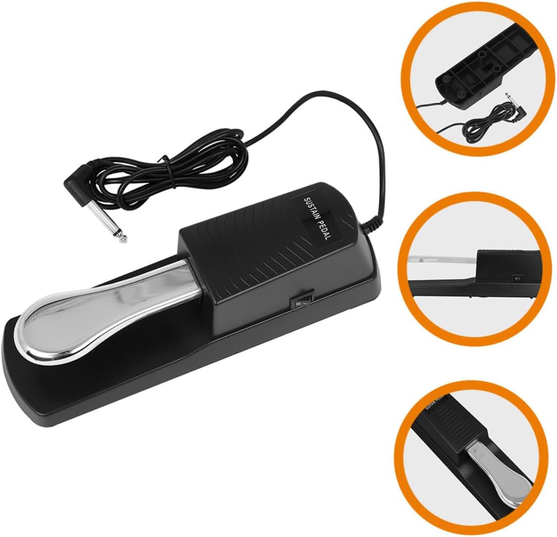 Sustain Pedal for Keyboard Electronic Piano Foot Pedal with Tone Delay Design Metal Abs Construction Compatible with Digital Pianos Keyboards