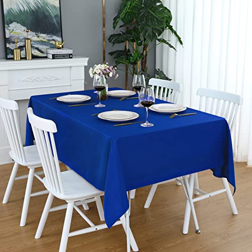 Image of FOLINS&HOME Royal Blue Rectangle Waterproof Tablecloth, 52 x 70 Inch | Wrinkle Free Polyester Table Cloths, Spillproof Heavy Duty and Washable Table Cover for Party, Banquet - Rectangular /Oblong