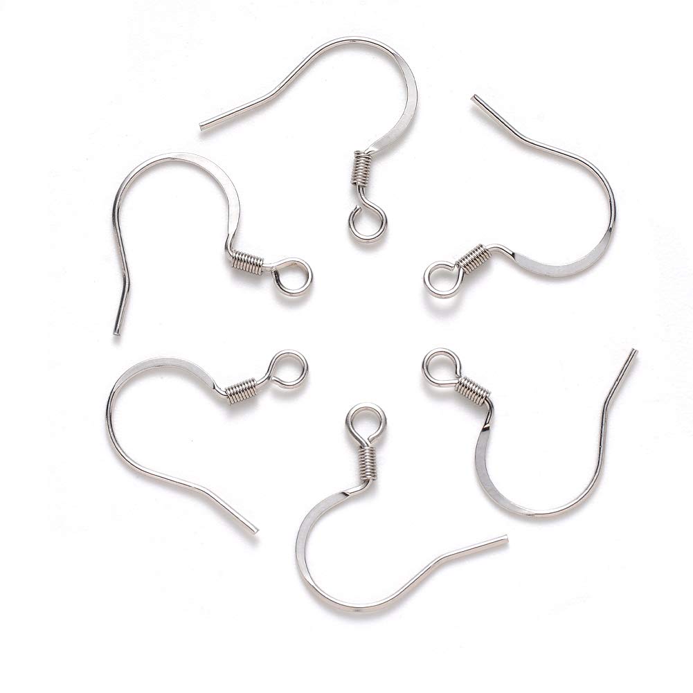 Pandahall 200pcs 304 Stainless Steel Flat French Earring Hooks
