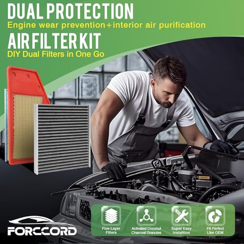 Image of Cabin & Engine Air Filter Fit for 2018-2019 Buick Lacrosse 2.5L, 2016-2024 Chevrolet Malibu 1.5L, 2016-2019 Malibu 1.8L Activated Carbon Cabin Filter Replace#CF11966 23430312 Car Accessories