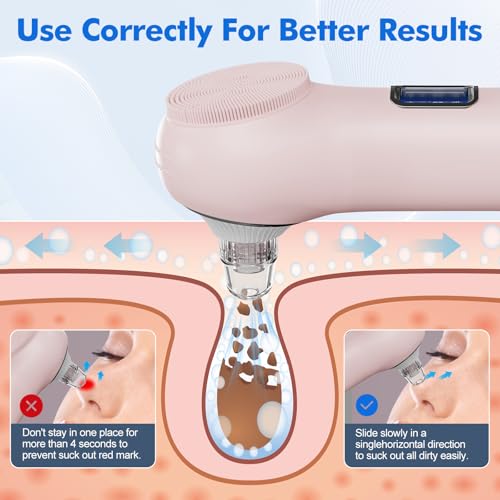 Lrbsule Limpiador Facial Electrico 2 en 1, Succionador de Puntos Negros, 5 Modos de Vibración, 3 Niveles de Succión, IPX7 Quita Puntos Negros Nariz, Cepillo Limpiador Facial - imagen 3