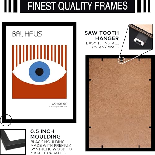 Image of BLINKART Vintage Bauhaus Retro Geometric Aesthetic Poster Gallery | Colorful Wrap Framed For Home Office Studio Living Room Modern Art Studio Decoration Abstract Shapes | (d75) | 13x10 Inch