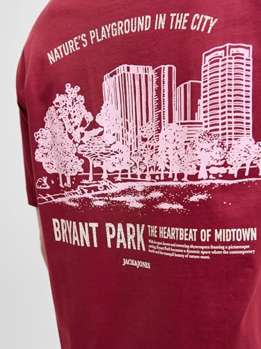 JACK & JONES Joryork Back Tee SS Crew Neck Tee, Rouge tibétain, M