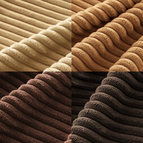 Image of MIULEE Boho Farmhouse Throw Pillow Covers 20x20 Inch Set of 4 Rustic Mordern Neutral Cushion Covers Soft Corduroy Nordic Home Decor for Couch Bed Sofa Living Room Camel Brown