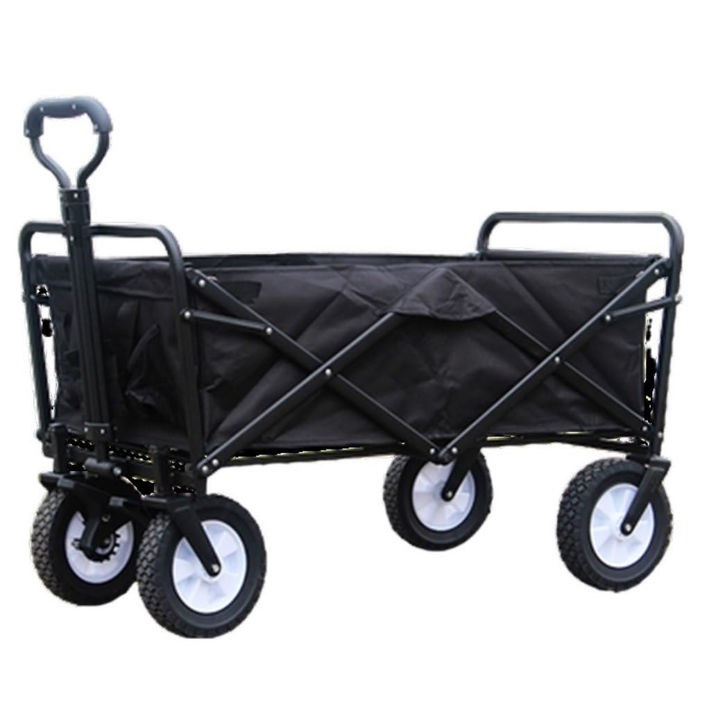 Chariot de jardin pliable remorque transport pêche camping avec 4 roues