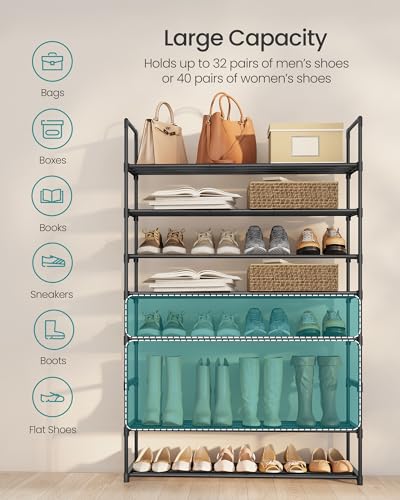 Image of SONGMICS Shoe Rack, 8-Tier Shoe Organizer, Metal Storage Shelf