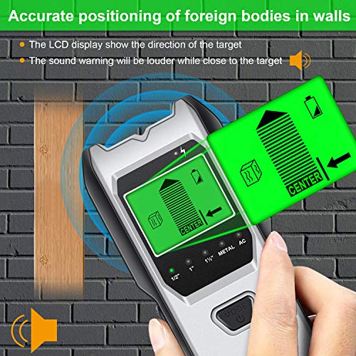 Stud Finder Wall Scanner, 5 in 1 Multi-function Upgraded Smart Stud Sensor, Wall Scanner with Battery for the Center& Edge of Metal, Studs and AC Wire, Pipe Locator for Walls - Thumbnail 5