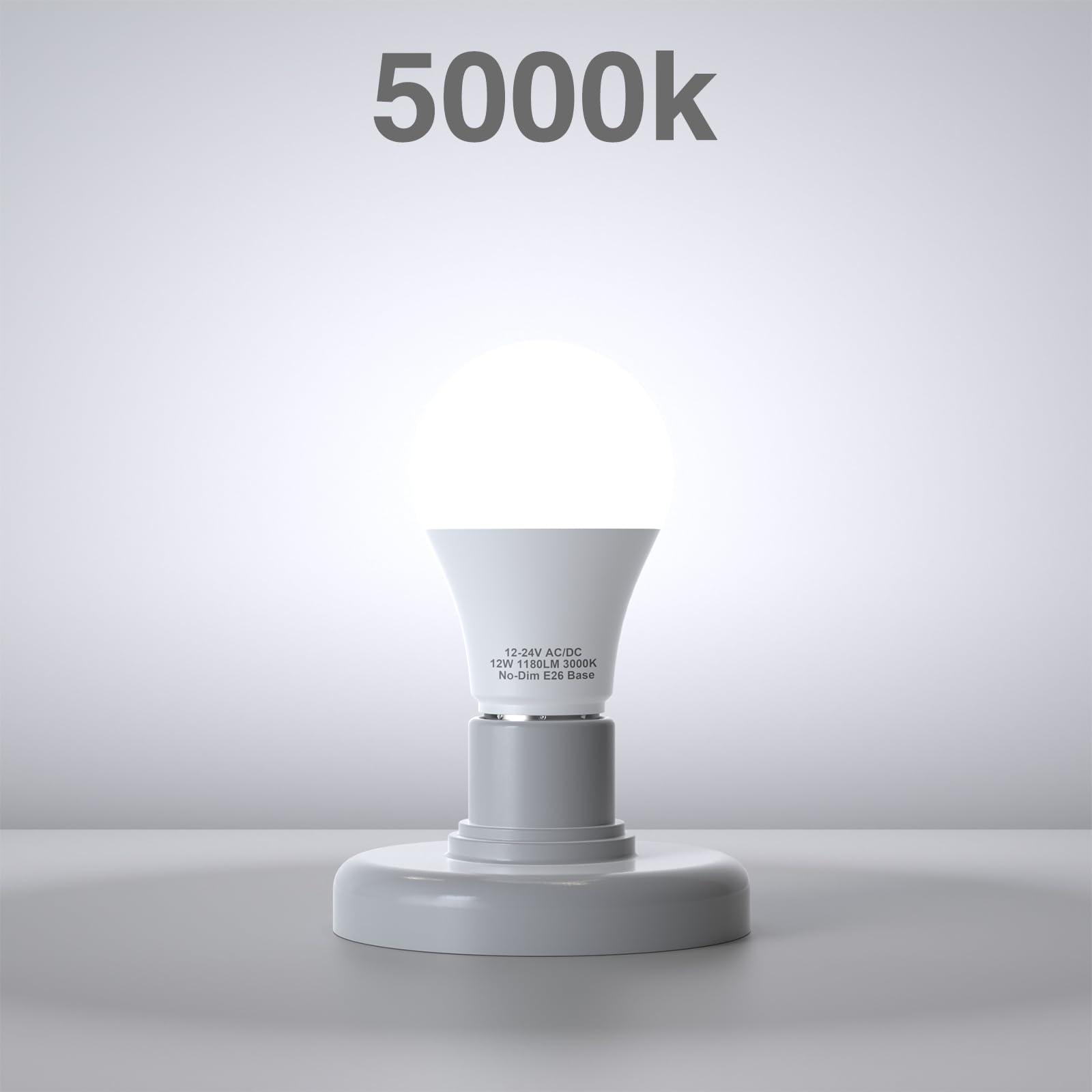 12V LED Light Bulbs 12W 1050LM Daylight 5000K 80W Equivalent 12-24Volt Low Voltage E26 Base AC DC Light — view 6
