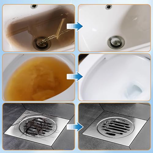 Extra starker Abflussreiniger, Schnell wirkendes Rohrreiniger Pulver für freie Abflüsse, Profi Rohrreiniger für Küche, WC, Dusche und Außenleitungen, entfernt Haare, Fett und Speisereste