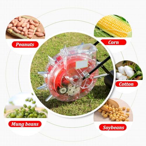 Sembradora manual con rueda y mango para jardín miniatura 7