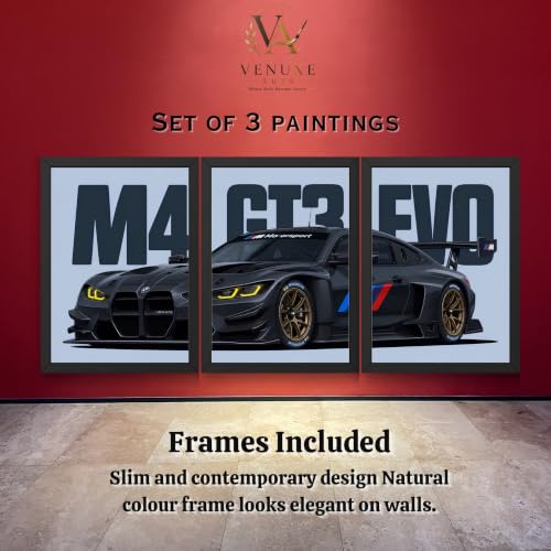 VENUXE ARTS Set of 3 M4 GT3 EVO Cars Framed Posters Pack of 3 - Image 8