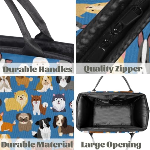 Cute Dog Puppy Set Paw Print Gym Bag for Women Men, Travel Sports Duffel Bag with Trolley Sleeve, Waterproof Sports Gym Bag Weekender Overnight Bag Carry On Tote Bag for Travel Gym Sport4