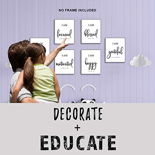 Inspirational Wall Art - Motivational Wall Art - Office & Bedroom Wall Decor - Positive Quotes & Sayings - Daily Affirmations For Men, Women & Kids - Black & White Poster Prints (8X10, Set Of 6, No Frame) #TOP1