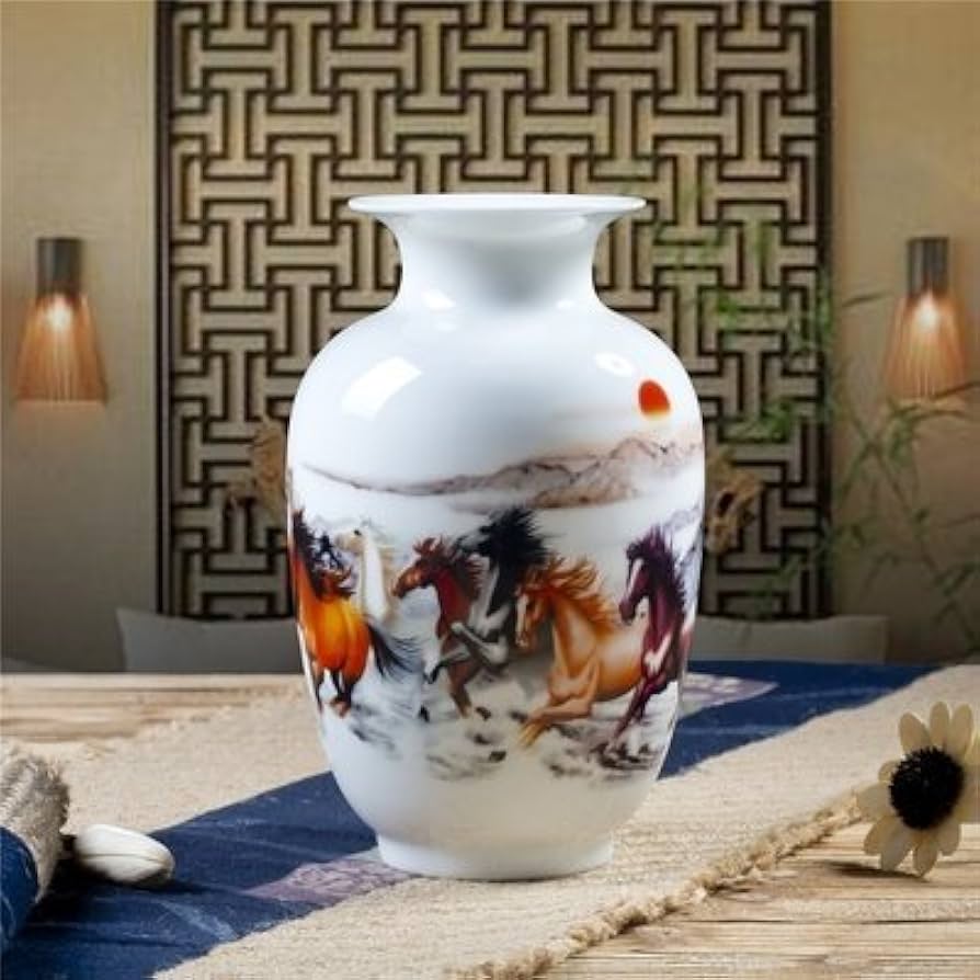 Amazon.co.jp: 【Woliwowa】美しい 中国 伝統柄 景徳鎮 花瓶 陶器製