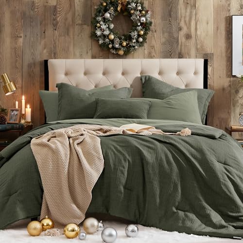 Geniospin King Comforter Set - 7 Pieces Comforter King Size, Soft Solid Bedding Set for All Season,...