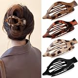 Oeusnael 4 PCS Large Flat Hair Clips for Women Girls, French Concord Lay Down Claw Clips for Thick Thin Hair, Comfortable Curved Flat Clip, Leopard Print Stylish Strong Hold Hair Accessories, Tortoise