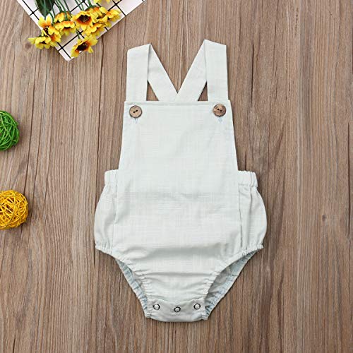 Doublebabyjoy Newborn Baby 1 Piece Summer Romper Baby Girl Boy Solid Color Romper Sleeveless Backless Jumpsuit Overalls Outfits thumb #2