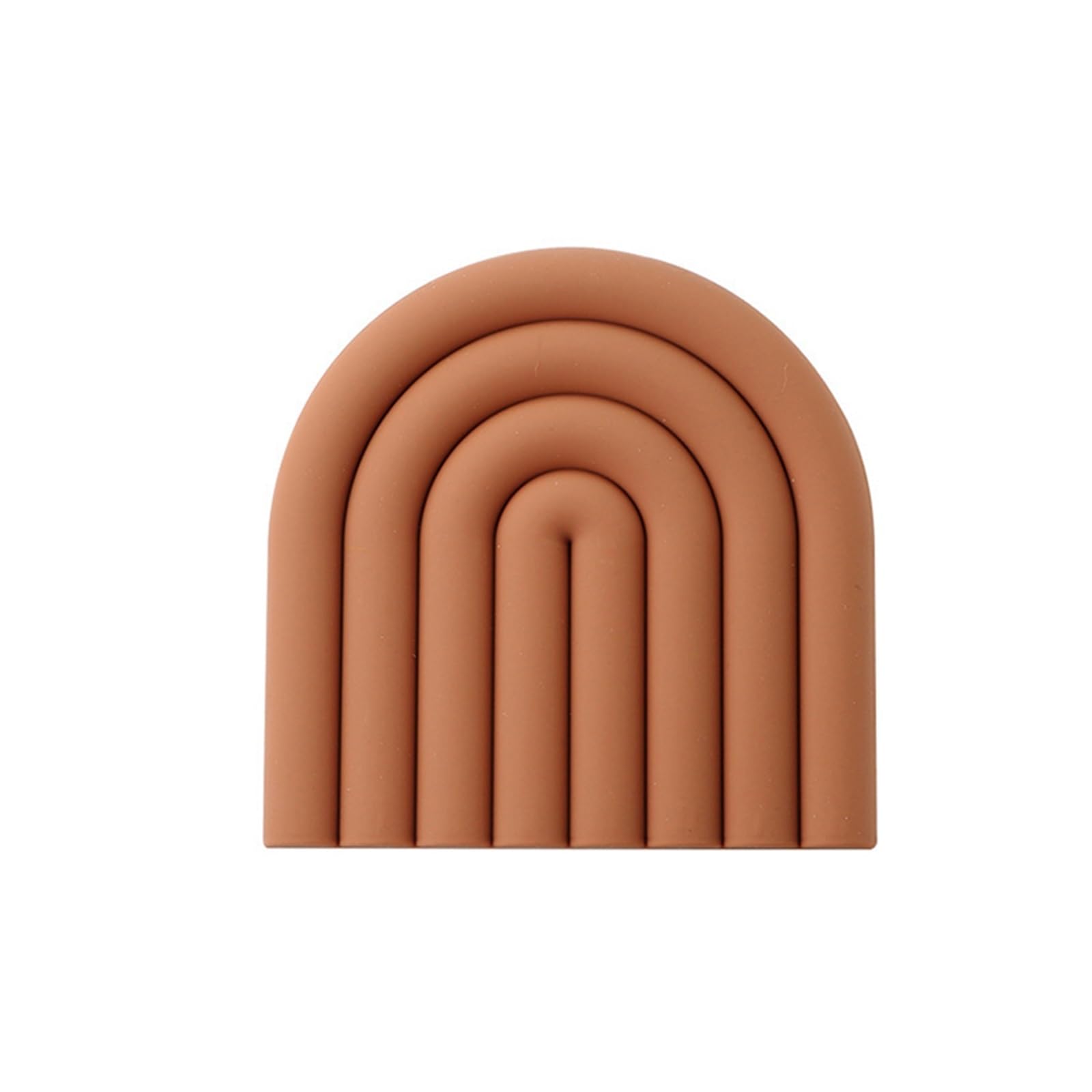 1pc U-Shaped Heat Insulation Mat High Temperature Household Coasters Bowls And Plates Silicone Anti-Ironing Table Placemat(Brown)