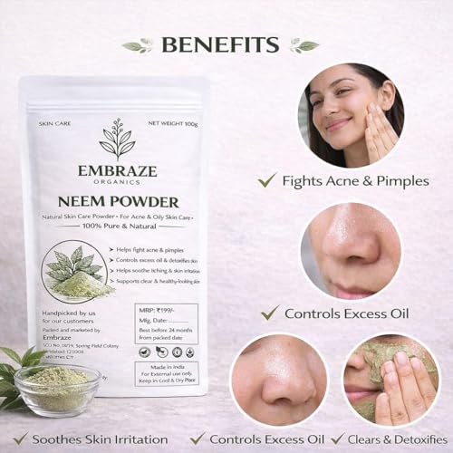 Image of Neem Powder for Skin Care (100g) | 100% Pure Natural Herbal Powder | Helps Fight Acne, Pimples, Oil Control & Skin Soothing Care