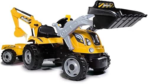 Smoby - Tracteur Builder Max + Remorque - Tractopelle Enfant
