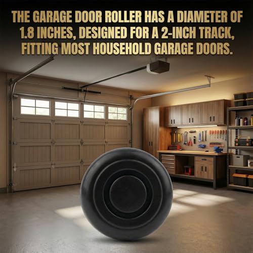Image of 10 Pack 4 inch Stem 2 inch Black Nylon Garage Door Roller with Protective Sealed-Cap(Dustproof), Ultra Quiet & Long-Lasting, Commercial High Load Capacity, Double Sealed Bearings